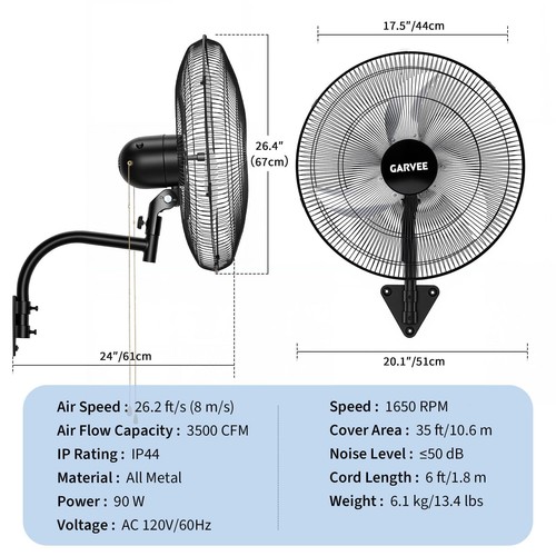 In wall mount - 18, fan